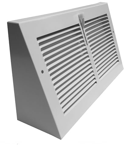 Metal Magery 10 x 6 Baseboard Register Vent White with Damper 10 x 6 Heavy Duty Steel Grille Triangular Air Vent Covers (Outside Dimensions 11-3/4 x 6-5/8)