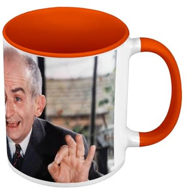 Tasse in Premium-Qualität, Orange – Louis de Funes wie auf Rollen – Tasse mit Henkel und farbigem Innenfutter