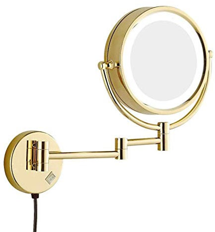 WEITOL Miroir de Maquillage Miroir de courtoisie Salle de Bain Fixation Murale Grossissement 10x LED Illuminé Double Face Pivotant à 360 ° Miroir cosmétique Extensible (Color : B)