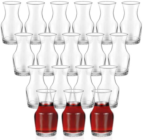 Single Serving Wine Carafe Glass Mini Carafe Individual Wine Decanter Small Carafe for Wine Dinner Parties Tastings Bars Restaurants (18 Pack, 6.5 oz)