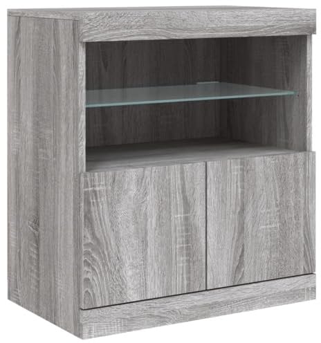 vidaXL Sideboard, Kommode mit viel Stauraum, Highboard Schrank mit LED-Leuchten, Anrichte Beistellschrank Standschrank, Modern, Grau Sonoma