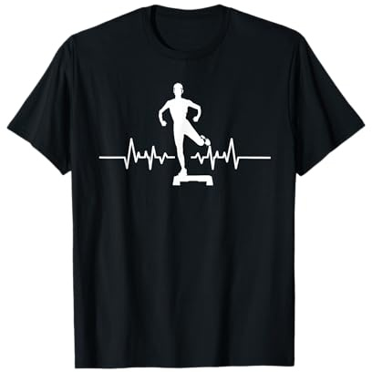 Step Exercise Step Aerobic Heartbeat ECG Step Aerobic T-Shirt