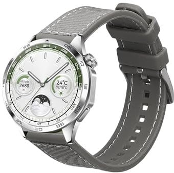 kwmobile Pulsera compatible con Huawei Watch GT4 46mm / Watch GT3 SE Correa - 1x Correas de Silicona y Nylon Flexible - Tamaño Ajustable - gris