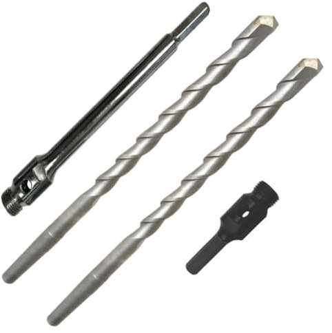 Pack Of 4 x Hex Shank Drill Bit Adapters/Arbors And Centre Drills For Use With Diamond Core Drill Bits. K Taper Shank System. 1/2 BSP Thread. 1 x 88mm Long Hex Adapter & 1 x 240mm Long Hex Adapter
