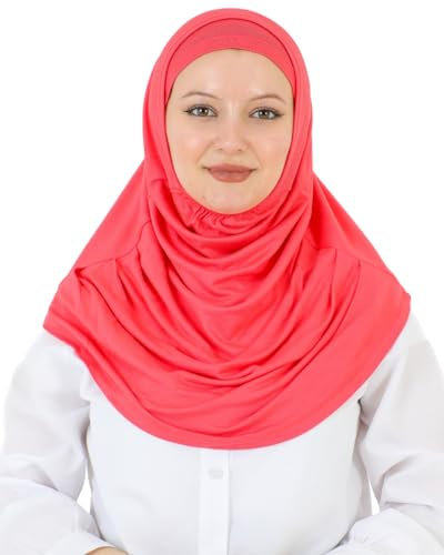 Prien Chic Hijab Pour Femme, Ensemble Foulard Musulmane, Long Turban Bonnet Musulman, Echarpe Voile, Vetement De Prière Pour Filles, Khimar Abaya (Brink Rose)