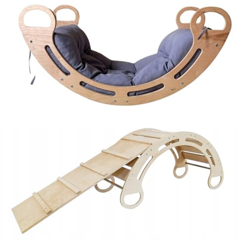 Slevobox Kinder Klettergerüst Indoor 85x41x39cm - Kletterdreieck mit Rutsche - Montessori Kletterbogen mit Kissen - Montessori Klettergerüst Kinderzimmer - Entwicklung der Motorischen Fähigkeiten