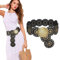 TOFBS Gürtel für Damen Vintage Mode Runde Scheibe Hakenverschluss Ledergürtel Western Cowgirl Breiter Elastischer Verstellbare Taillengürtel Durchbrochener Metal Schnalle Belt(Gold)