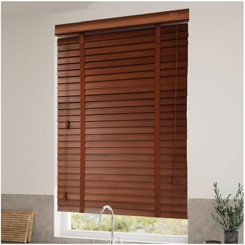 Wooden Blinds for Windows, Blackout Venetian Blinds, Horizontal Window Shades, Natural Real Wood Venetian Blinds, 40-150cm/16-59in Wide,WxH-75x100cm/29.5 * 39in