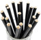 Inoverse Lot de 1000 pailles en papier - Diamètre : 8 mm x 24 cm - Pailles jetables - 100 % biodégradables - En papier kraft - Pour cocktails, fêtes, restauration - Noir