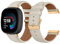 LanQii Lederarmband - Kompatibel mit Fitbit Versa 4/Versa 3/Sense 2/Sense, Damen und Herren Leder Uhrenarmband Ersatzarmbänder in Weiß