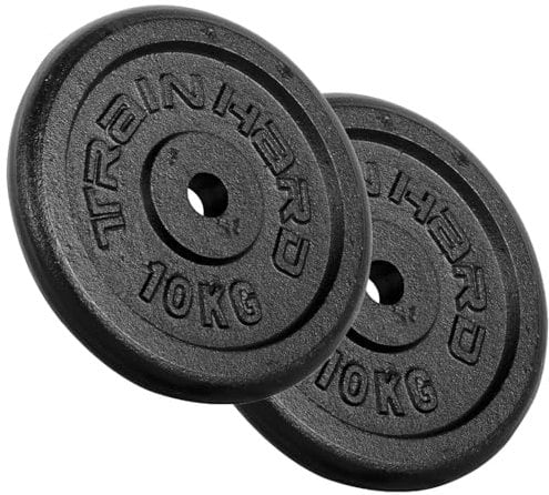 Train Hard® Hantelscheiben Paar Set, 2x1.25/2x2.5/2x5/2x10/2x15kg,30/31mm Bohrung, Gusseisen,Gewichtsscheiben, Hantelgewichte, Fitness Scheiben (D:2x10kg)