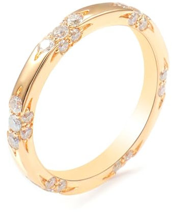 Bishilin Trauring Gold Einzeln, Damen Ring 585 Gold Bandring mit Moissanit Verlobungsringe Eheringe ohne Nickel Gr.51 (16.2)