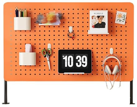 Clamp On Pegboard Desk Organizer with Privacy Panel Gaming Desk Accessories for Home and Office Wall Mounted Office Pegboard with Clamp Standing Desk Organizer Orange (15.7x23.6in)