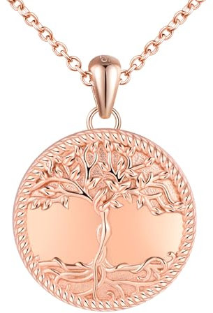 CPSLOVE Colliers photos en argent 925 pour femme, Médaillon créatif, Pendentif d'arbre de vie élégant, Bijoux fantaisie, Or rose