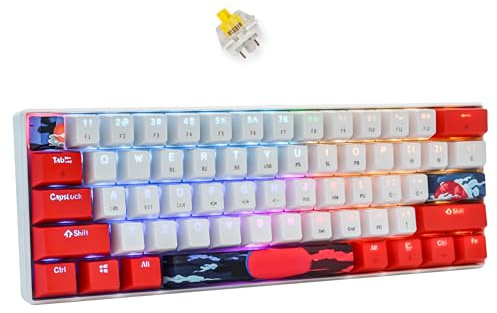 SbocKeeb Gaming Tastatur 60 Prozent Kabellos,60% Bluetooth Mechanical Keyboard Wireless,RGB-Hintergrundbeleuchtung American QWERTY Layout for für PC MAC Gamer(GT61-sun-yellow)