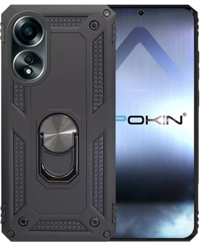 Max Power Digital Funda para OPPO A58 4G con Anillo Metálico Giratorio 360 Carcasa Magnética Imán Rígida Antigolpes Resistente con Soporte, Protección de Grado Militar (OPPO A58 4G, Negro)