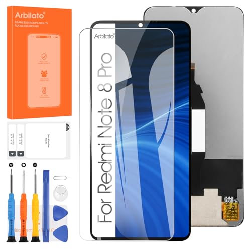 Arbilato pantalla LCD para xiaomi redmi nota 8 pro LCD pantalla táctil digitalizador cristal montaje reemplazo con reparación kit (negro)