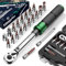 21PCS Bike Torque Wrench Set 2-24 Nm, 1/4 Drive, ±3% Accuracy, 72 Teeth Dual-Direction Adjustable, with Extension Bar, Socket Bits (Hex & Torx & Phillips), for Mountain Bike, Bicycle Repair