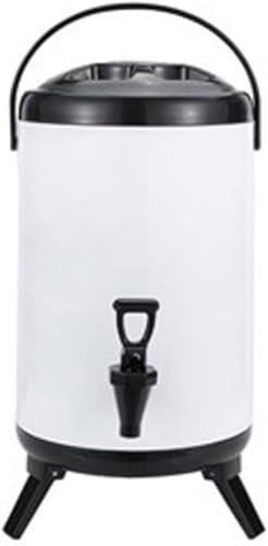 Isolierter Getränkespender aus Edelstahl, 8 l, Thermo-Spender für heiße und kalte Getränke mit Zapfen-Griff, für Versammlungspartys (weiß)