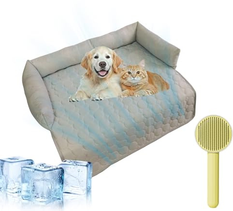 fjaldjfu Pelzbarn KüHlendes Sofabett, Pelzbarn Cooling Sofa Bed, KüHlendes Hundebett,Washable Cooling Sofa Bed Keep Fur Baby Cooler Comfortable (Grau, 90 * 90cm)