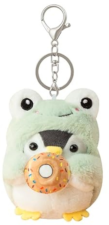 Hanaoops Porte-Clés pour Femme Fille Porte Clés en Peluche Mignons Décoratifs Pendentif en Peluche Bijou de Sac à Main pour Enfants et Adultes (Grenouille, taille unique)