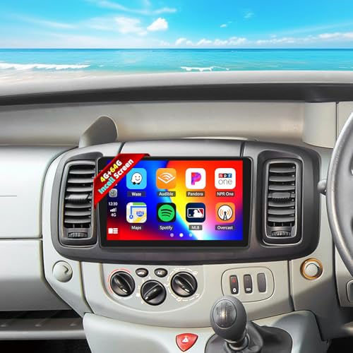 4+64G Android Car Stereo for Renault Trafic 2001-2010/Vauxhall Vivaro 2006-2010/Nissan Primastar 2006-2014 with Wireless Carplay Android Auto, 10 Incell Touchscreen Car Radio GPS WIFI BT FM/RDS SWC