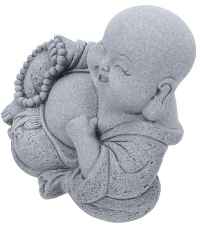HEMOTON Lachende Buddha-Statue aus Sandstein für Aquarium und Tischdeko Statue als Fischbalance-skulptur für Ästhetische Unterwassergestaltung