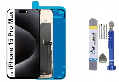 It'Go INCELL Display für iPhone 15 Pro Max A3106, A2849 LCD Bildschirm Ersatz Touchscreen mit Werkzeug Schwarz mit Rahmen Hohe Qualität