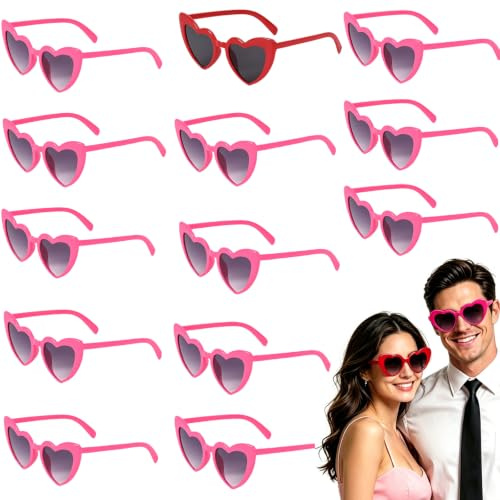 Tankermo 13 Stück Herz Sonnenbrille,Retro Herzbrille Sonnenbrille Herz Hochzeit Partybrille Herzform Brille für JGA Junggesellenabschied Geburtstag Halloween Weihnachten