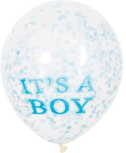Babyparty-Konfetti-Luftballons - 30 cm - It's a Boy - Blau - 6er-Pack