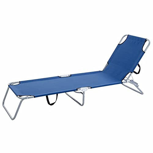 VERDELOOK | Olbia Lettino Pieghevole Senza Tettuccio, Blu, Classico Lettino da Mare o per l' Arredo del Giardino