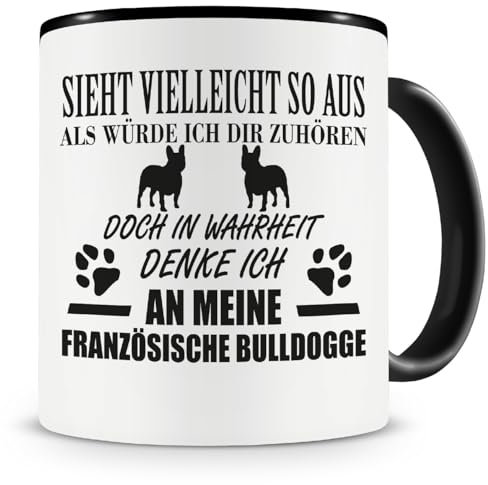 Samunshi® Ich denke an meinen Französische Bulldogge Hunde Tasse Kaffeetasse Teetasse Kaffeepott Kaffeebecher Becher