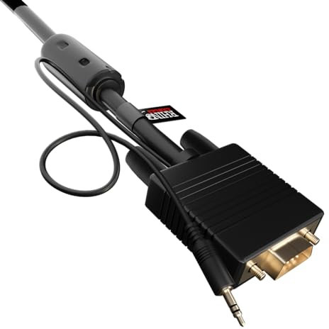 Rhinocables Cavo VGA con audio Jack combinato stereo da 3,5 mm per SVGA Monitor and Sound Speaker Varie lunghezze (15m)