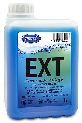 Tamar Exterminador de Algas, Mayor concentración, Elimina Alga Negra, alguicida no espumante, biocida Especial Piscinas, acción rápida, sin Cobre 1 litros