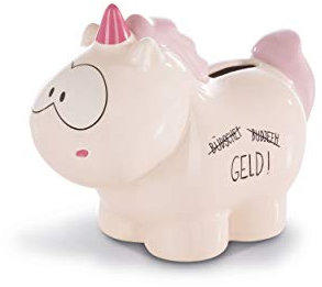 Nici 42501 Spardose Einhorn Theodor Büdschet, 7,5 x 12 x 16,5 cm, rosa, ca