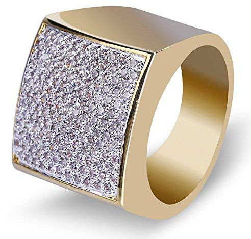 Moca Jewelry Iced Out Square Fashion Ring 18K Gold Plated Bling CZ Simulated Diamond Hip Hop Ring for Men Women (8)