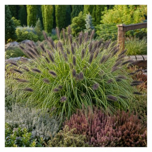 Stauden Gänge 3 x Pennisetum alopecuroides 'Black Beauty' winterhart | Lampenputzergras 'Black Beauty' – winterhartes Ziergras mit dunklen Wedeln für Sonne, mehrjährig, 1 L Topf (11x11 cm)