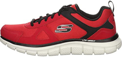 Skechers Track Scloric Herren-Sneaker, knöchelfrei, rot/schwarz, 42.5 EU