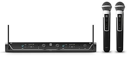 LD Systems U308 HHD 2 - Duales Funkmikrofon System mit Sender/Empfänger und 2 dynamischen Handmikrofonen, 863-865 MHz + 823-832 MHz, schwarz