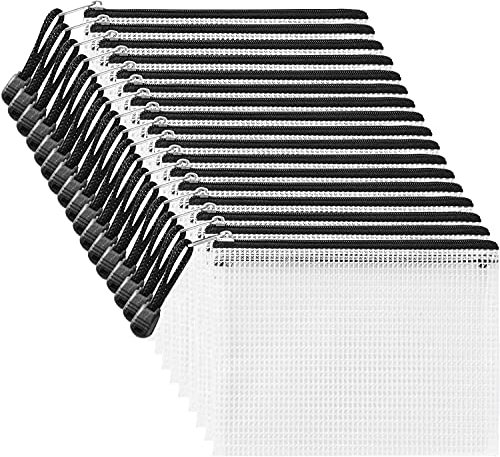 Ipow A5 Dokumententasche Reißverschluss Taschen Netztaschen, Zip Beutel Aktenbeutel für Schule und Bürobedarf 30pcs Schwarz