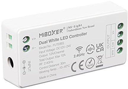 LIGHTEU®, Milight Miboxer 2,4 GHz Farbtemperatur Dual White LED Strip Controller DC12V/24V Ausgang Max.12A, FUT035S
