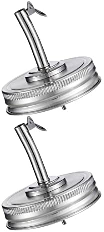 Hsthe Sea 2 Pieces Mason Jar Oil Spout Lid Olive Oil Vinegar Pour Spout Dispenser Lids Oil Spout Lids with Caps Compatible with Mason Jar