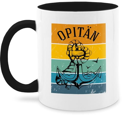 Tasse Tassen 325ml - Opa Großvater - Opitän Vintage mit Anker - 325 ml - Schwarz - maritim geschenk für grossvater opas teetasse opa-tasse opa, kaffeetassen 2023 großvater￼ kaffeebecher opi