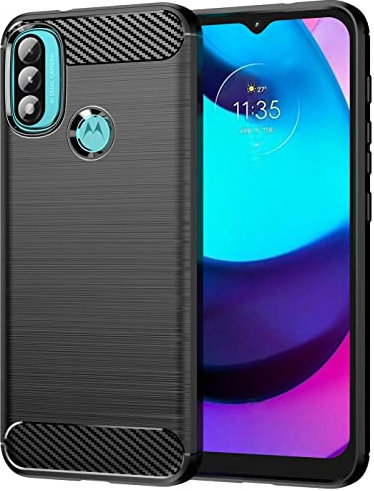 Folmecket Motorola Moto E40/E30/E20 Case, Carbon Fiber Scratch Resistant,Shock Absorption Soft TPU Rubber Protective Cell Phone Cover for Moto E40/E30/E20 6.5 Black