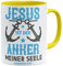 OM3® Jesus ist der Anker meiner Seele Tasse mit Spruch II Hebräer 6:19 | Keramik Becher | 11oz 325ml | Beidseitig Bedruckt | Gelb