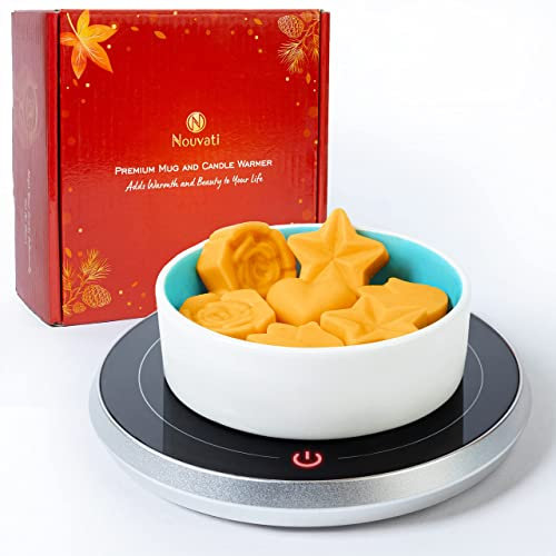 Nouvati 4-in-1 Wax Melt Burner, Candle Warmer, Mug Warmer & Oil Burner (Starlight Silver) – Exceptional Heating, Auto Shut-Off, Stylish ; Perfect for Coffee, Tea, and Scented Oils with Tray