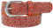 Damengürtel mit Nieten, Strass-Nieten-Besatz, Synthetikgürtel im Vintage-Style, Breite ca. 3,8 cm (Rot; BW85cm - Gesamtlänge 100cm)