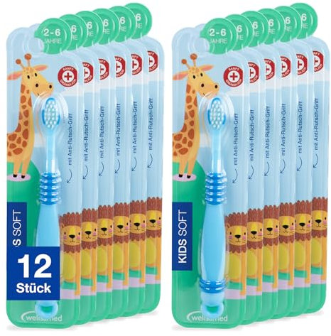 Wellsamed Sparset mit Kids Soft Kinderzahnbürsten Hellblau, Zahnbürste für Kinder von 2-6 Jahren