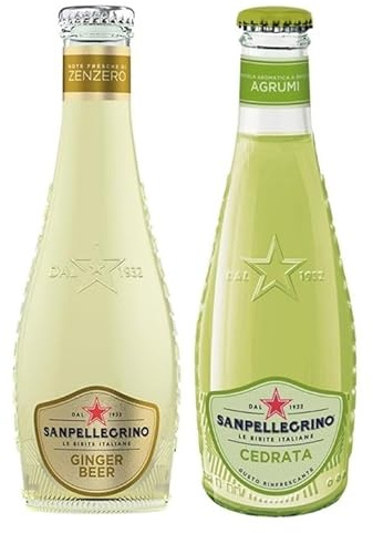 48er-Pack Testpaket San Pellegrino Cedrata Alkoholfreies Getränk + Ginger Beer Alkoholfreies Getränk mit Noten von Ingwer 20cl Einweg-Glasflasche