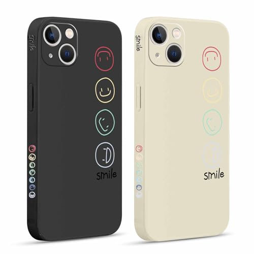 Pnakqil 2 stück Handyhülle für Apple iPhone 13 Mini 5,4,Hülle Süßes Bemaltes Smile Design Case Weiche Tasche für Damen Geschenk Modische TPU Dünn Stoßfeste Kameratasche Schutzhülle für iPhone 13 mini